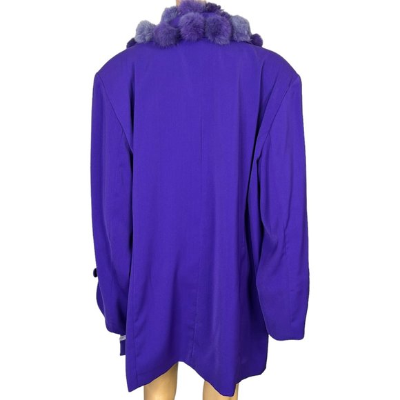 Vintage‎ Harmony New York Womens 24W Purple Jacket w/ Removable Pom Poms Collar - Picture 9 of 14